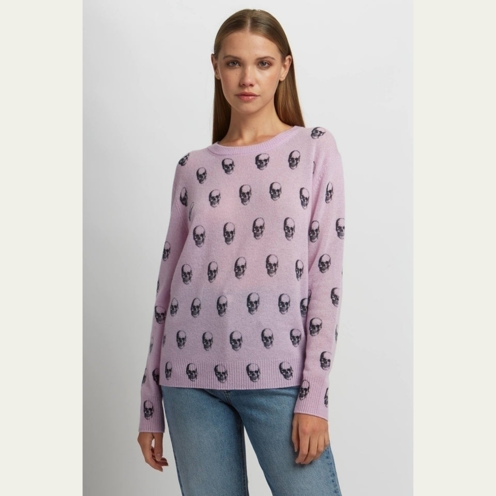 Nwt 360 Cashmere | Elisa Skull Crewneck In Lavender